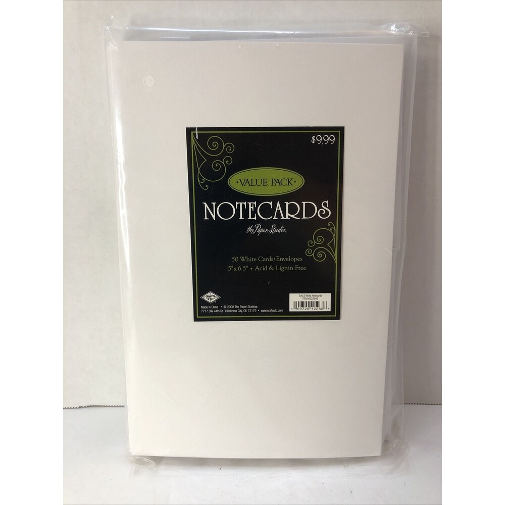 Blank Notecards And Envelopes 50 White 5”x6.5” By Paper Studio New Sealed